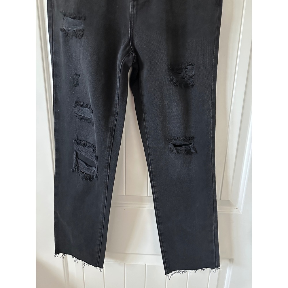 NWT PacSun High Rise Straight Leg Black Distressed Denim Jeans Size 25 - Picture 3 of 11